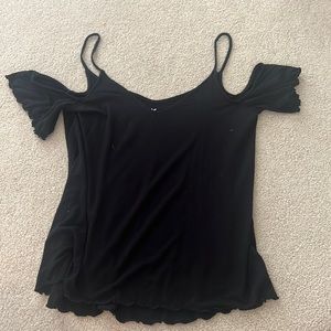 American Eagle Size XS Black Soft & Sexy Off the Shoulder Scalloped Top!